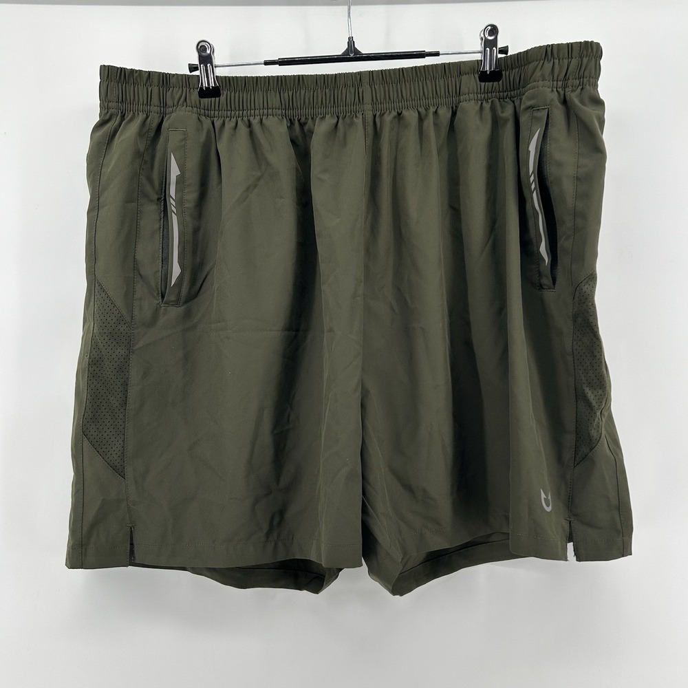 Northyard Mens 3XL Athletic Running Shorts Olive Quick Dry Reflective Sporty Gym
